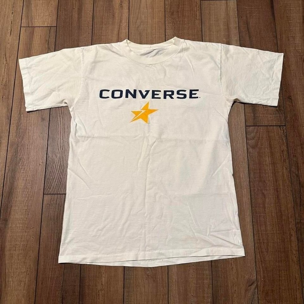 Vtg 90s Converse All Star Graphic T‎ Shirt Mens L White Single Stitch USA Tee